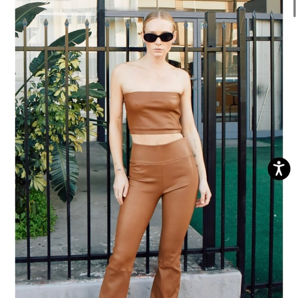 SPRWMN Tops - SPRWMN Walnut Leather Micro Tube Top